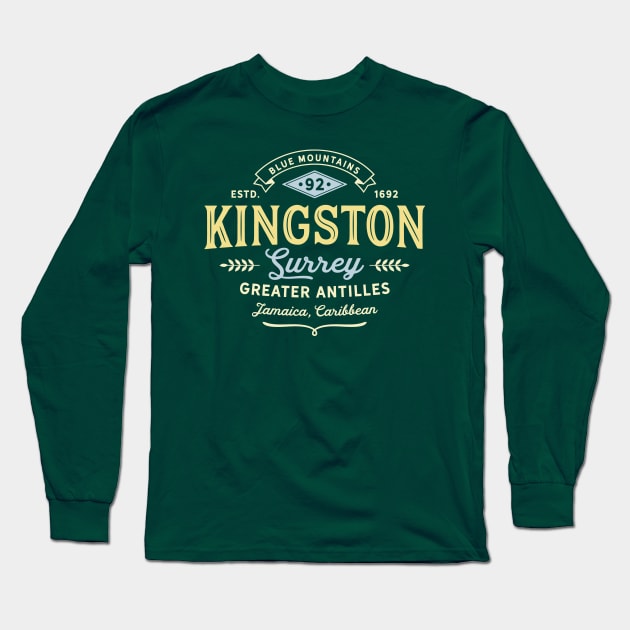 Kingston Jamaica vintage logo Long Sleeve T-Shirt by JunkyDotCom